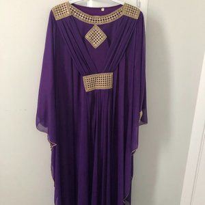 Modest dress, size small, Purple and gold